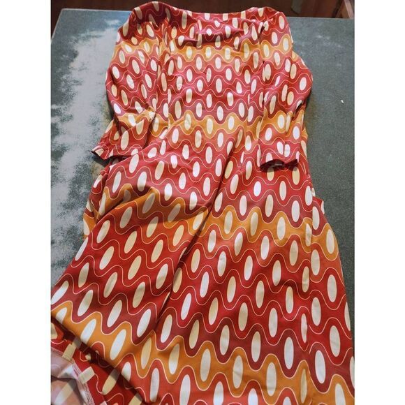 J Mclaughlin Womens Catalina Cloth Emma orange,red&white retro print Dress sz - Picture 3 of 3